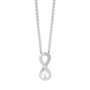 Necklace with pearl & synthetic zirconia (925)